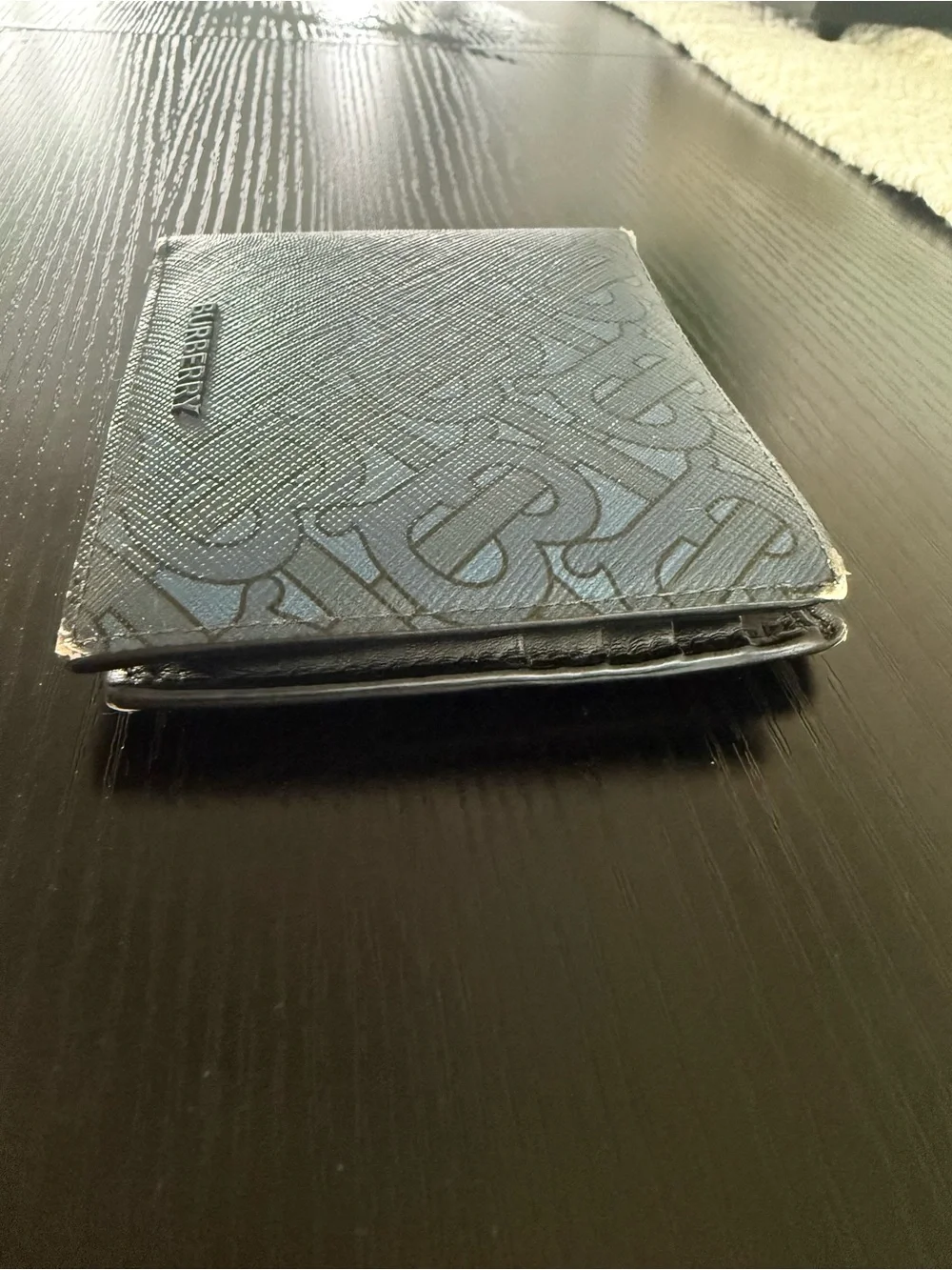 Burberry Blue TB Monogram Leather Bi-Fold Wallet